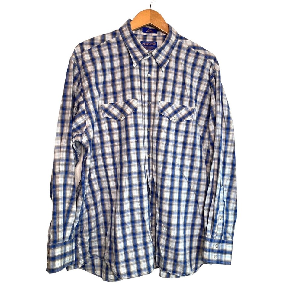 Pendleton Frontier Shirt Mens Size XL Snap Button Up Casual Plaid Long Sleeve